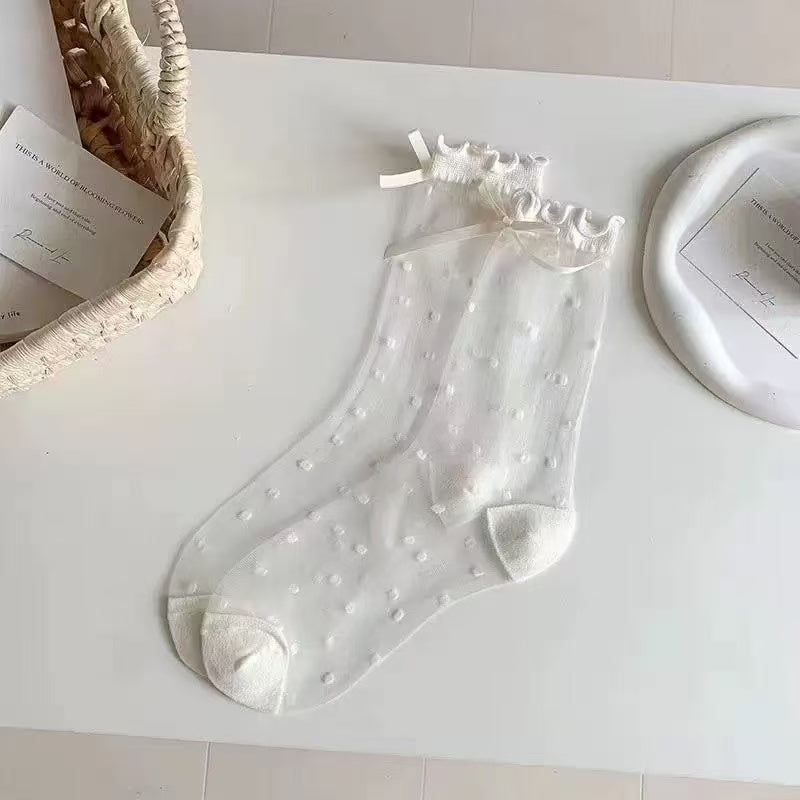 🧦 Offizieller Shop – Atmungsaktive Socken aus Eisseide mit Polka-Dot-Design